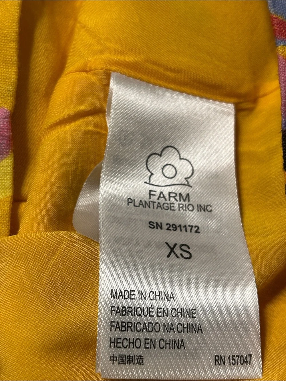 🎀FARM RIO yellow off the shoulder dress size XS GUC puff sleeves parrot print - Picture 11 of 12
